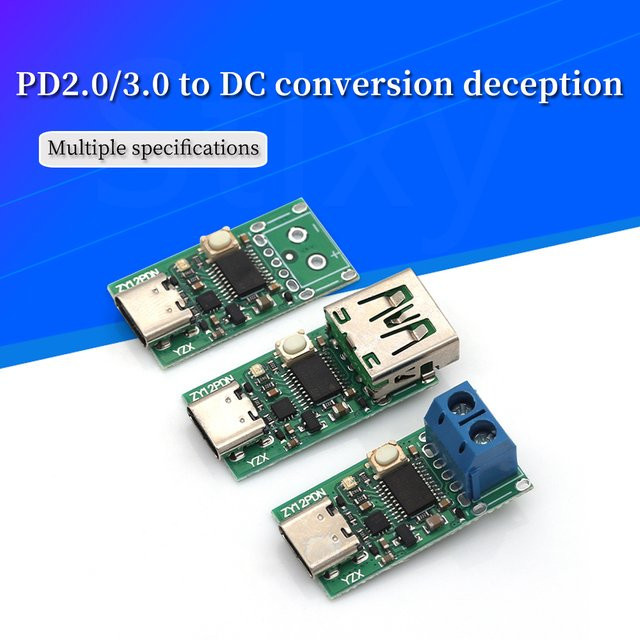 Stlxy ZY12PDN USB-C auf DC Konvertierung Adapter mit PD2.0 3.0 Fast Charging Trigger und Polling Detector in Grün - Bild 1