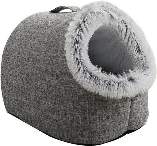 Tragbares Plüschtiernest für Katzen und Hunde als Outdoor-Tierkorb und Schlafsack mit Leine, Grau, B/T/H: 48 x 34 x 32 cm - Bild 1