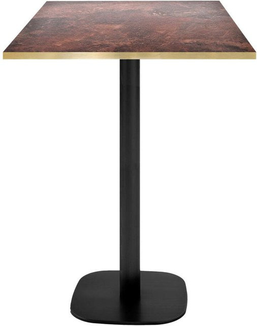 RestooTab Stehtisch Round quadratisch in Schwarz und Gold mit verrosteter Metallplatte, B/T/H: 60 x 60 x 113 cm - Bild 1