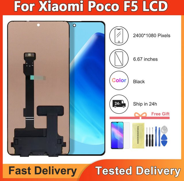 Xiaomi Poco F5 LCD Display Touchscreen Digitizer Montage AMOLED Ersatzteil in Schwarz, 6,67 Zoll - Bild 1