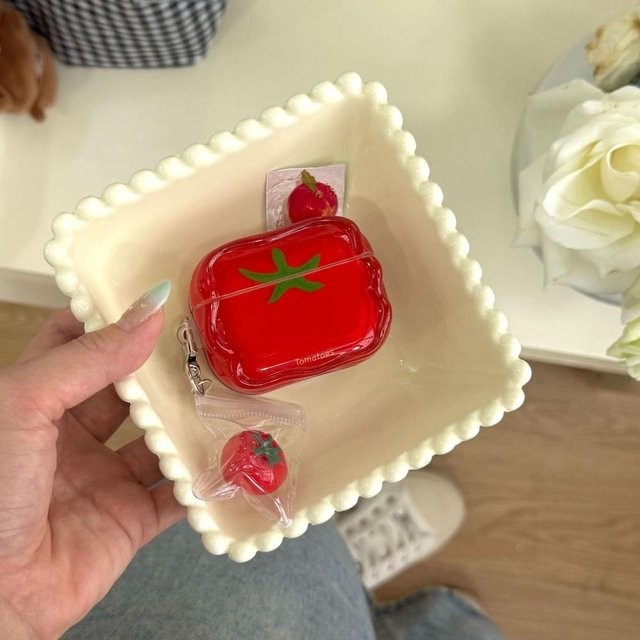 Schutzhülle im Tomaten-Design für Apple AirPods 2/3/4, rote TPU Abdeckung für Bluetooth Kopfhörer - Bild 1
