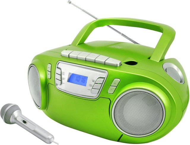 Soundmaster SCD5800GR CD/MP3 Boombox in Grau mit Radio, Kassettenrekorder, USB und externem Mikrophon - Bild 1