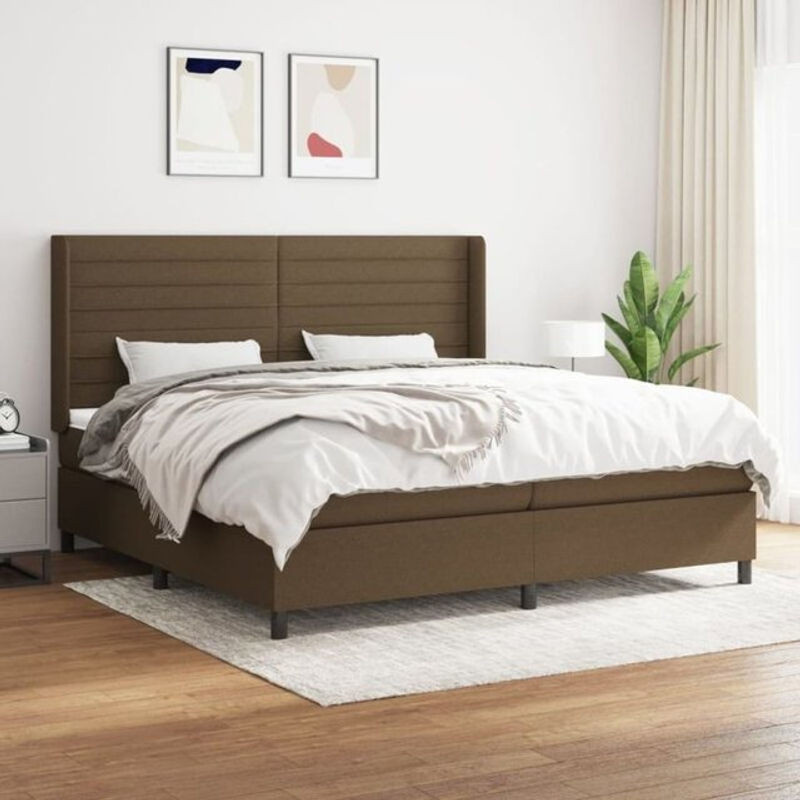 vidaxl Boxspringbett mit Matratze aus Stoff in Braun und Weiß, B/T/H: 200 x 200 x 118 cm - Bild 1