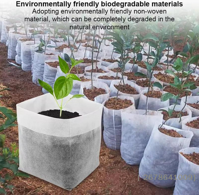 100er-Pack KuZHEN Pflanztöpfe aus Vliesstoff, biologisch abbaubare Pflanzbeutel für Gemüse und Blumen - Bild 1