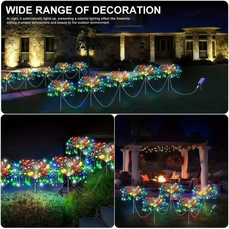 6er-Pack OKAL RED EAST Solar-Gartenleuchten mit RGB-LED und 8 Beleuchtungsmodi, IP65 wasserdichte Outdoor-Landschaftsleuchten in Schwarz und Multicolour - Bild 1