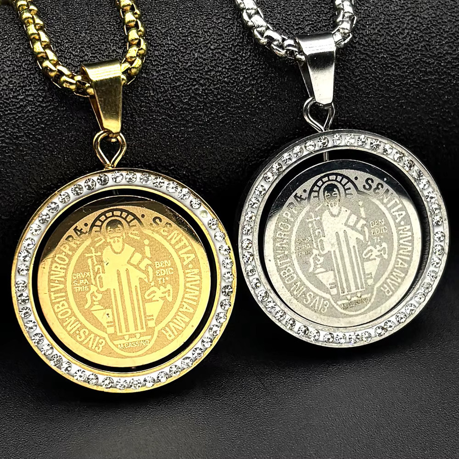 AFAWA Anhänger-Halskette Edelstahl, Kristall, Gold, Unisex - Bild 1