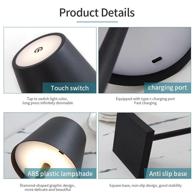 AVACOM LED-Schreibtischlampe in Schwarz, wiederaufladbare kabellose Tischlampe mit Touch-Funktion und dimmbarer Lichtstärke für Wohnzimmer und professionelle Bereiche, B/T/H: 38,0 x 11,0 x 1,0 cm - Bild 5