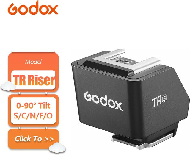 Godox TTL Blitzschuh-Erhöhung in Schwarz für Sony, Canon, Fujifilm, Nikon und Olympus mit 0-90 Grad Neigungswinkel - Bild 1