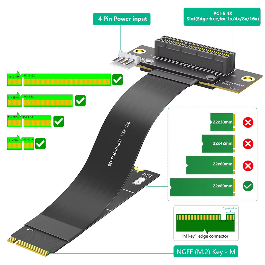 T.F.SKYWINDINTL M.2 Key M auf PCI-e 4.0 x4 NVMe Adapterkarte in Schwarz - Bild 3