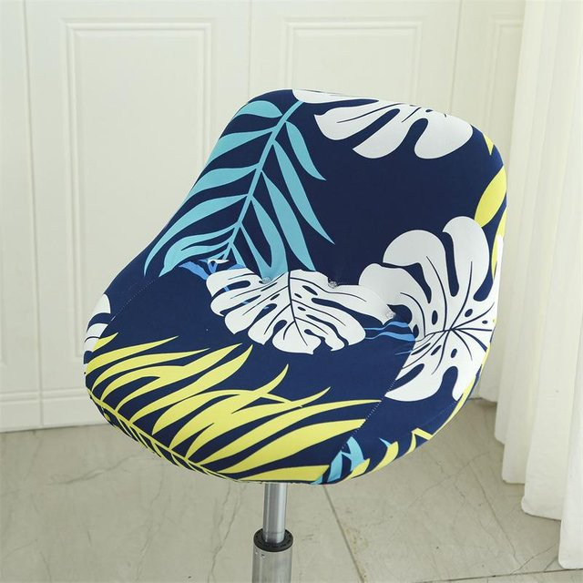 Elastischer Stuhlbezug von Yiran Furniture in Blau mit floralem Muster für Esszimmerstühle und Hocker, B/H: 42 x 23 cm - Bild 1