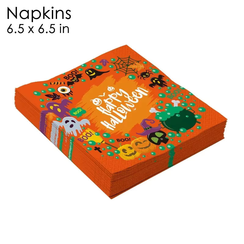 GUANYAO Halloween Einwegservietten mit Kürbis und Hexengift Motiv, 20 Stück, Mehrfarbig, 33 x 33 cm - Bild 2