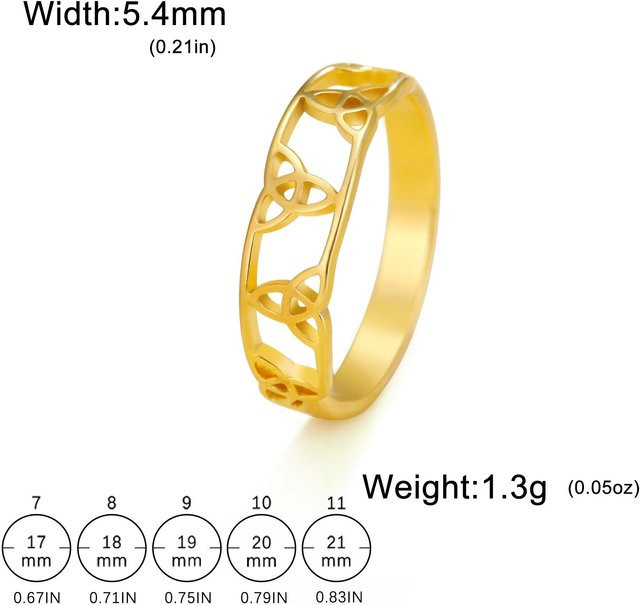 Trinity Triquetra Keltischer Knoten Ring, Edelstahl, Gold, Damen - Bild 1