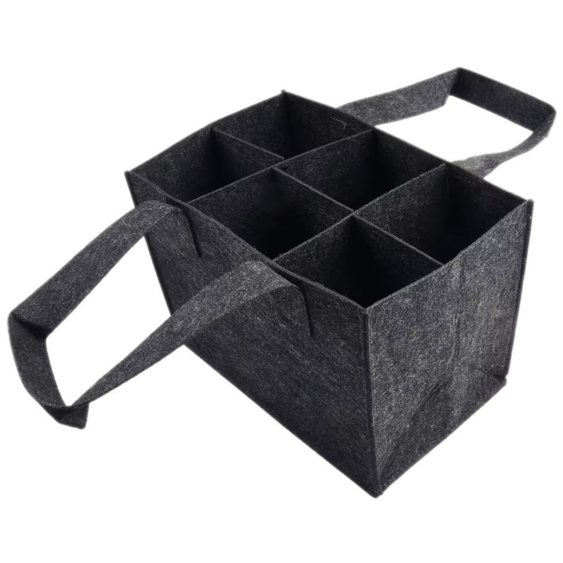 Hoeaden Weinflaschentasche grau, faltbare Tasche mit 6 Fächern und Tragegriff, wasserdicht und reißfest für Picknick und Grillpartys - Bild 5