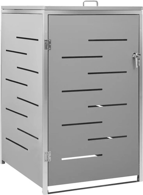 vidaXL Mülltonnenbox für 1 Tonne aus Edelstahl in Silber/Grau, B/T/H: 69 x 77,5 x 115 cm - Bild 1