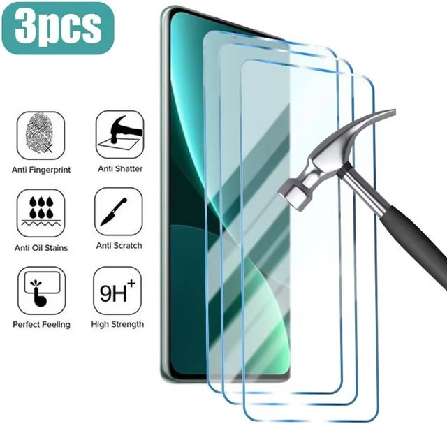 Xiaomi Schutzglas aus gehärtetem Glas, transparent, passend für Xiaomi 15T Pro, 14T Pro, 13T Pro, 14, 13, 12 Lite, 12T Pro und Mi 11 Lite - Bild 1