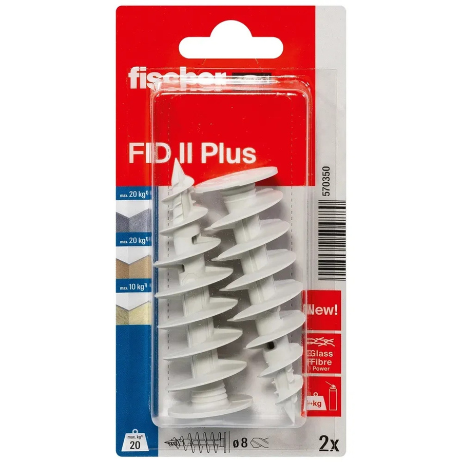 Fischer FID II Plus Dämmstoffdübel in Grau und Weiß, Durchmesser: 8 mm, Länge: 80 mm, 2 Stück - Bild 2