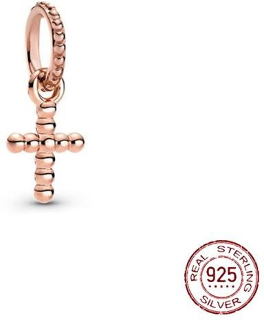 Charm 925 Sterling Silber, Metallperle, Zirkonia, Roségold, Damen - Bild 1