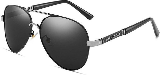 Aoron Sonnenbrille Aviator, Metall, Vollrand, polarisiert, Herren, silber/schwarz - Bild 1
