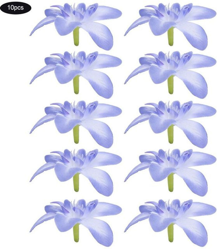 10 Stück künstliche Orchideen Blumen in Blau von CosyHome für Hochzeitsdekoration und Blumenkränze aus Textil - Bild 1