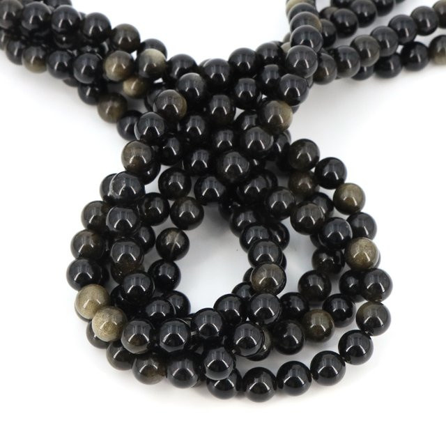 Naturstein Perlen Golden Obsidian, Runde Spacer, 4-10 mm - Bild 1