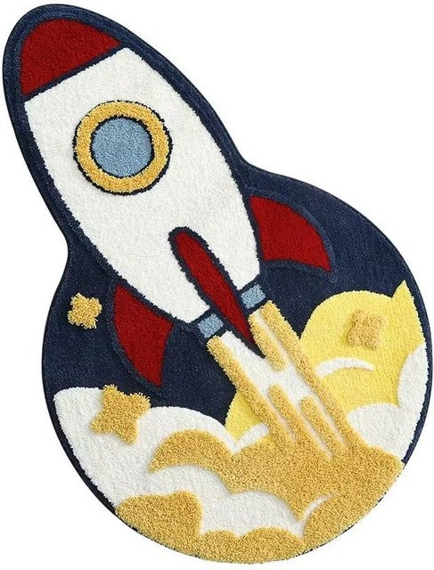 HYFBH Raketen Teppich in Multicolour, weiche Fußmatte aus 100% Polyester für Wohnzimmer, Schlafzimmer oder Bad, B/T: 80 x 120 cm - Bild 1