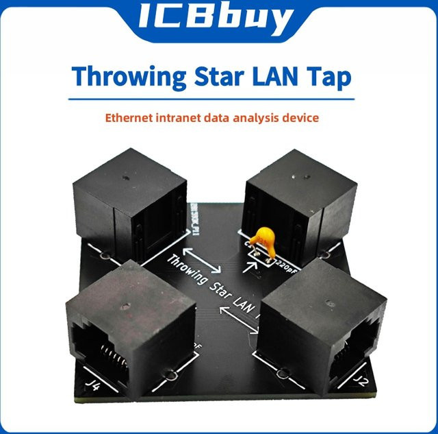 QSZNTEC Throwing Star LAN Tap Netzwerk-Paket-Capture Replika zur Ethernet-Kommunikation-Überwachung mit RJ45-Anschluss in Schwarz - Bild 1