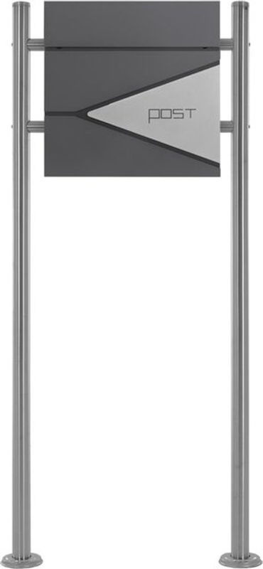 ML-Design Standbriefkasten mit Zeitungsfach und Pfosten 120 cm in Anthrazit-Silber, B/T/H: 37 x 37 x 11 cm - Bild 2