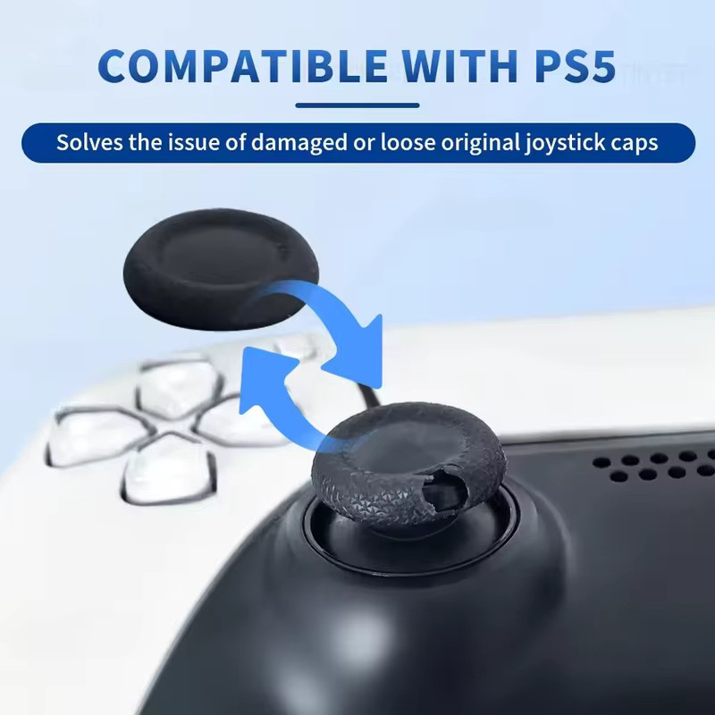 Sony Joystick-Ersatzkappen für PS5 und PS4 Controller in Schwarz, Set mit 4/6/10 Stück Daumenstick-Griffabdeckung für PlayStation Spielzubehör - Bild 3