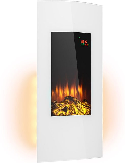 Klarstein Lamington Elektrokamin mit 2000 W Heizlüfter, LED-Flammen, Timer und Ambientelicht in Weiß - Bild 1