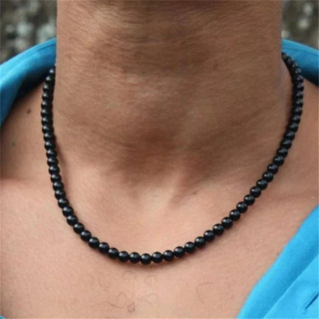 Halskette Acryl, Perle, Schwarz, Vintage, Damen - Bild 1