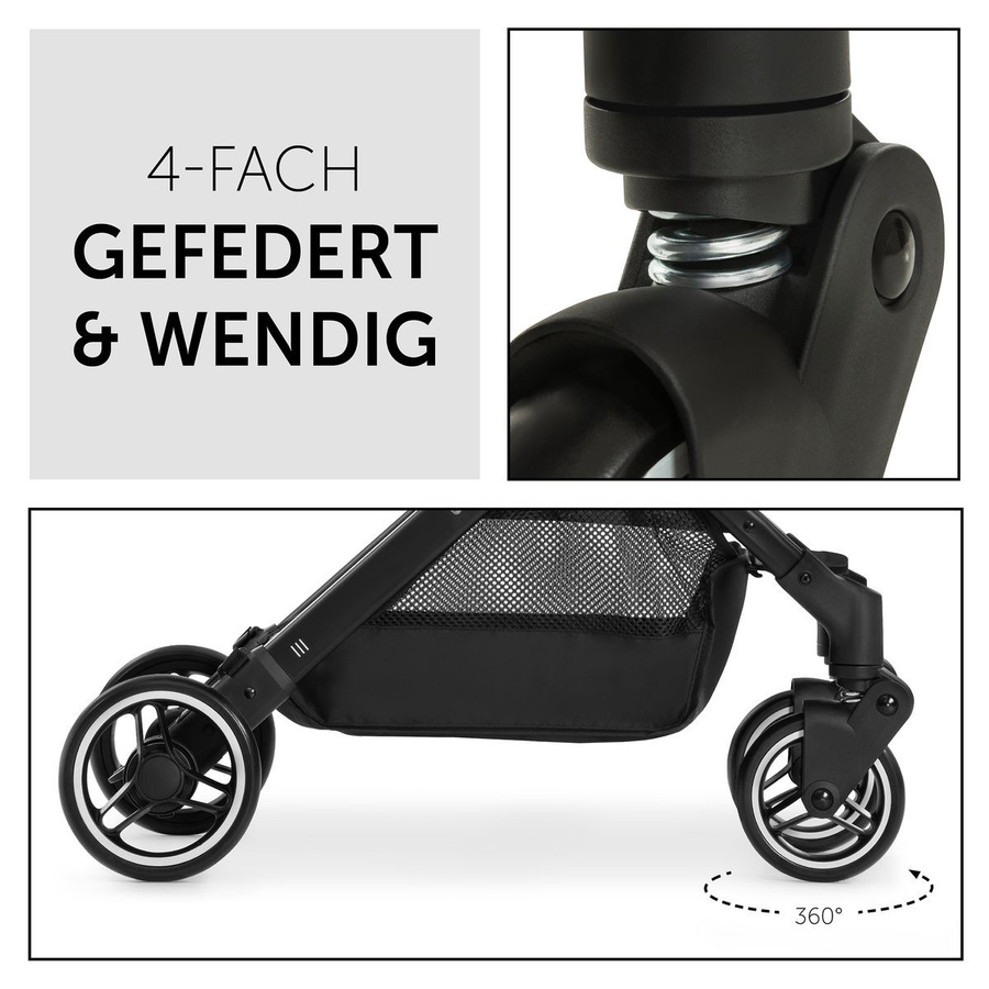 Hauck Reisebuggy und Sportwagen Travel N Care mit Komfort-Sitzauflage in Dark Olive Green, faltbar mit Schwenkrädern und Federung - Bild 5