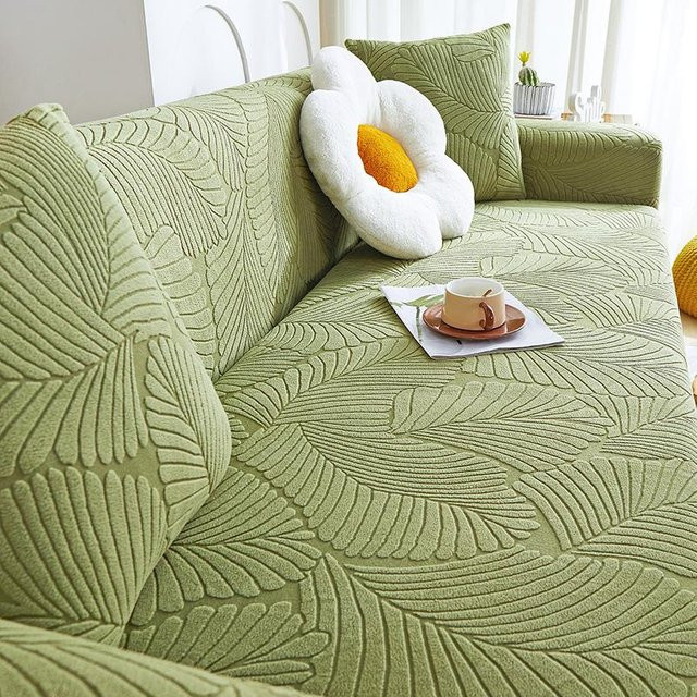 Universal Sofabezug Craft in Grün mit floralem Design, elastischer Stretchstoff für alle vier Jahreszeiten, Breite: 90-140 cm - Bild 1