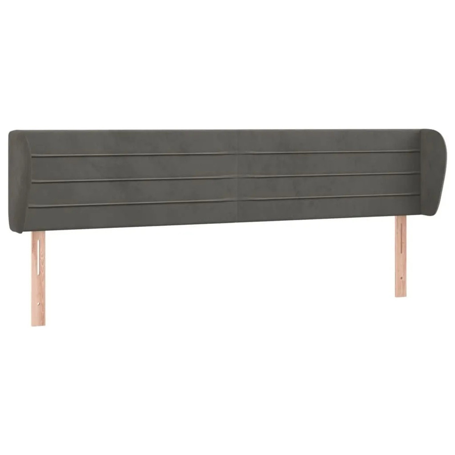 vidaXL Kopfteil mit Ohren in Dunkelgrau aus Samt, B/T/H: 163 x 23 x 78/88 cm - Bild 2