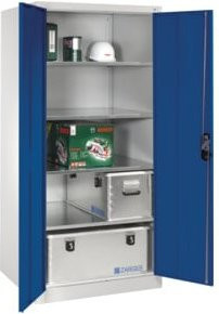 C+P Werkzeugschrank XXL mit Drehtüren, 4 Böden, Front Enzianblau, Korpus Lichtgrau, H: 195 cm, B: 93 cm, T: 80 cm - Bild 1