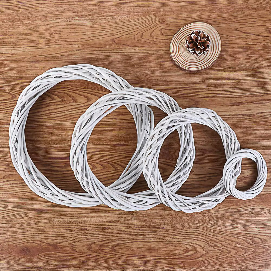 Weißer Rattan-Ring als Weihnachts-Kranz und DIY-Girlande zur Partydekoration, Durchmesser: 10-30 cm - Bild 2