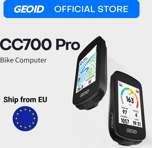 GEOID CC700Pro Funk-Fahrradcomputer mit Farb-Touchscreen, GPS und Bluetooth, Geschwindigkeitsmesser und Kartennavigation, Schwarz - Bild 1