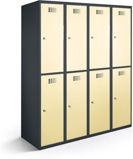 rotstahl Garderobenspind mit 8 Türen in Beige, B/T/H: 120 x 50 x 180 cm - Bild 1