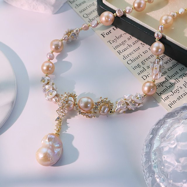 GLSEEVO Halskette, Perle, Zirkonia, Gold, Damen - Bild 1