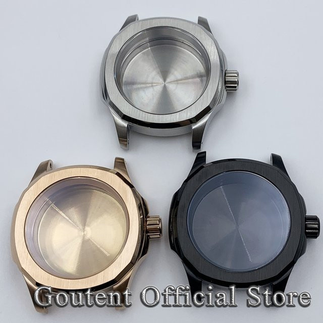 Goutent Uhrengehäuse Edelstahl, Bicolor, Silber, Schwarz, Roségold, 40 mm, Saphirglas, Unisex - Bild 1