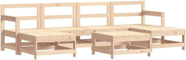 vidaXL 7-tlg. Garten-Lounge-Set aus Massivholz Kiefer in Braun mit Polstern und Couchtisch - Bild 1