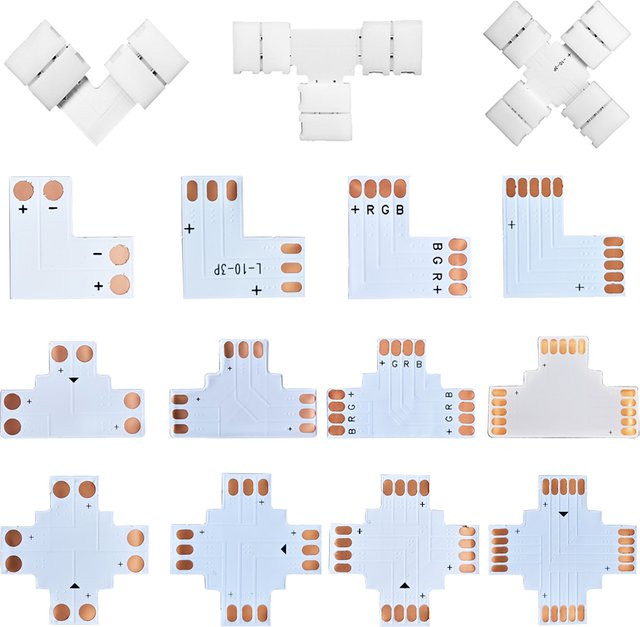 FUNZENXIN Lötfreie LED-Streifenverbinder L-Form Eckverbinder für 10mm Lichtbänder (2PIN, 3PIN, 4PIN, 5PIN) für WS2811 WS2812 5050 RGB SMD - Bild 1