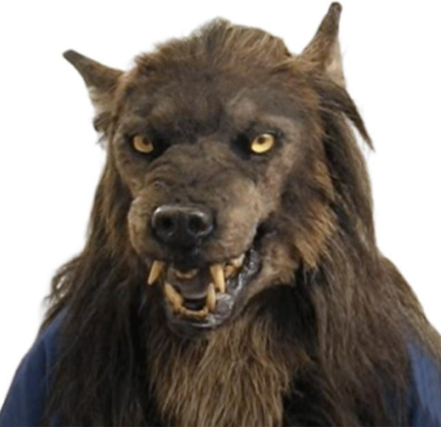 Wolfsmaske, Kapuzenmaske, braun, Plüsch / Textil - Bild 1