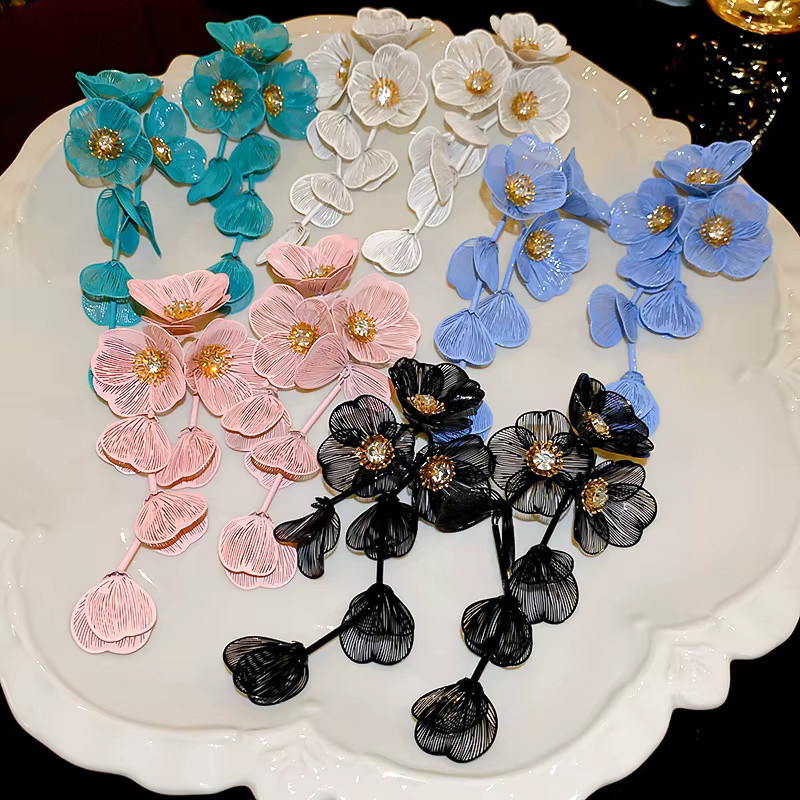 DINGABIYU Ohrringe, Blumen Blätter Quaste, Unisex - Bild 3