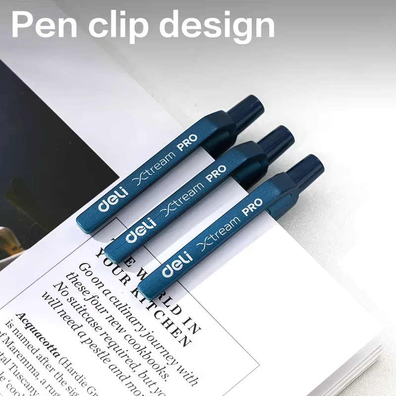 DELI Kugelschreiber Set mit 0,7mm Mine, 12er-Pack in Schwarz und Blau, einziehbare Kugelschreiber für Büro und Schule - Bild 3
