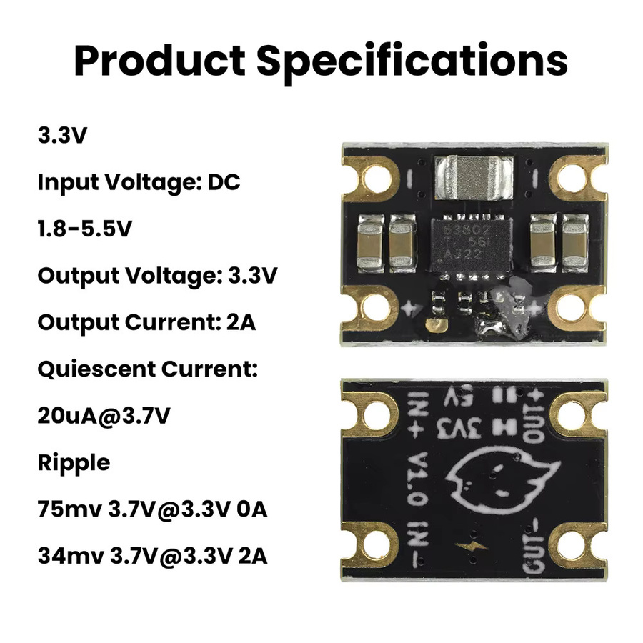 TPS63802 Lithium-Batterie Boost-Buck-Modul DC 1,8-5,5V zu 3,3V/5V Aufwärts-/Abwärts-Stromversorgungsmodul in Schwarz - Bild 3