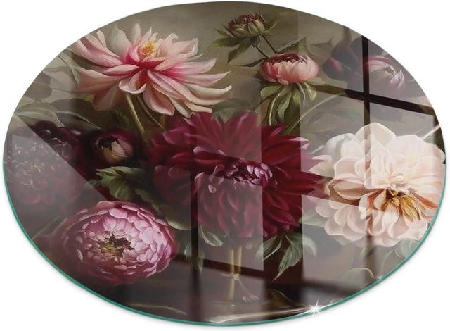 Tulup Glasbodenplatte für Kaminöfen rund, Farbe: Rot, Durchmesser: 60 cm - Bild 1