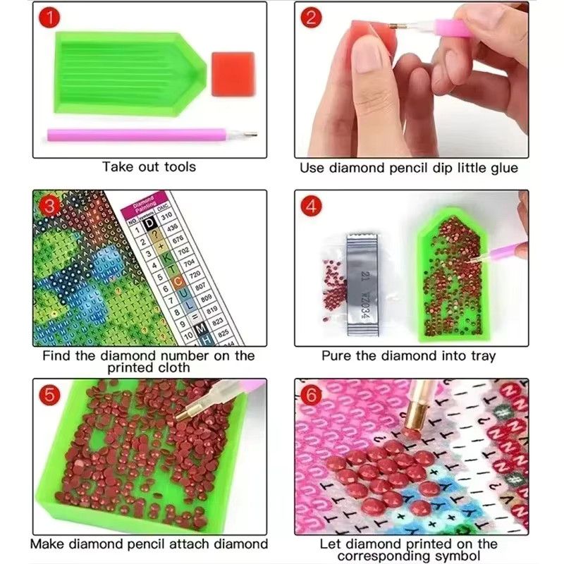 Potdemiel 5D Diamant Malerei DIY Acryl Mosaik Set mit Tier- und Blumenmotiven in Multicolor - Bild 4