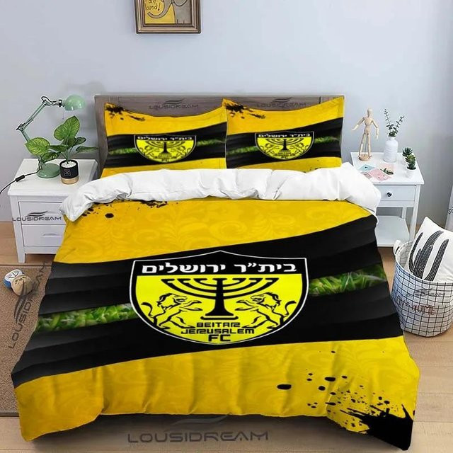 Beitar Jerusalem FC Ganzjahres-Bettwäscheset aus Mikrofaser in Gelb, bestehend aus Bettbezug und Kissenbezug, B/H: 240 x 220 cm - Bild 1