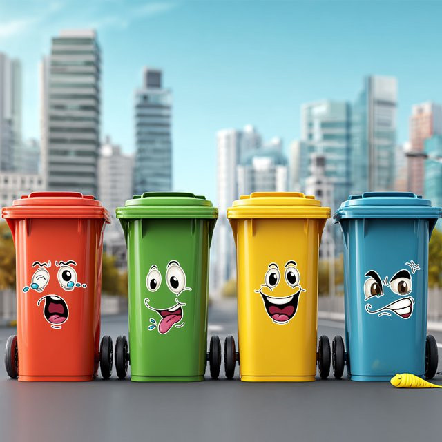 BRUP Smiley-Mülleimer-Aufkleber in Multicolour – Wasserfeste Vinyl-Dekoration für Kinderzimmer, Küche und Badezimmer - Bild 1
