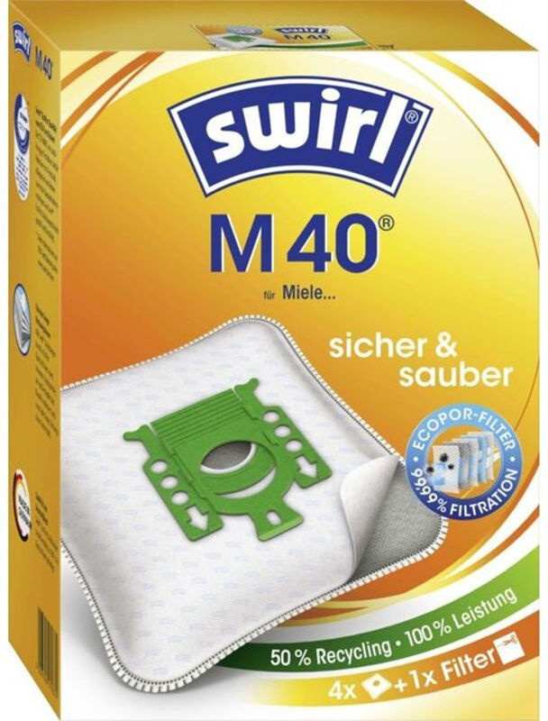 Swirl Staubsaugerbeutel M40 EcoPor MicroPor Vlies in Weiss 4 Stück - Bild 2